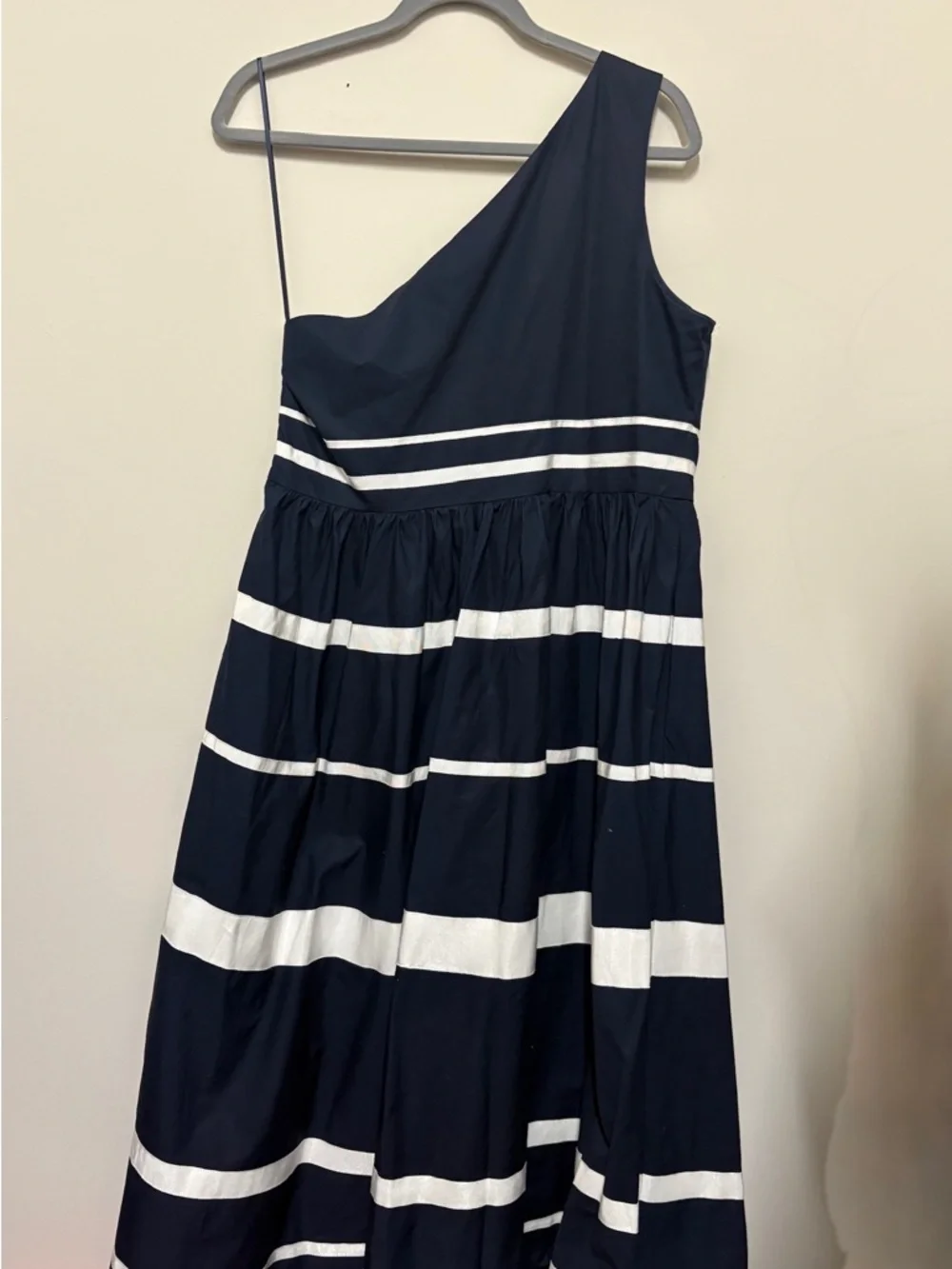 J. Crew Navy and White One-Shoulder Striped Maxi Dress - Picture 2 of 4